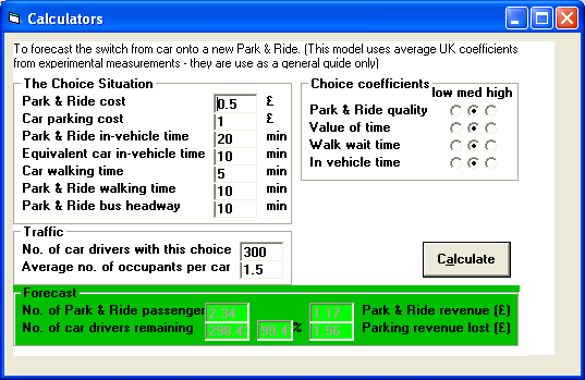 Car versus park and ride calculator