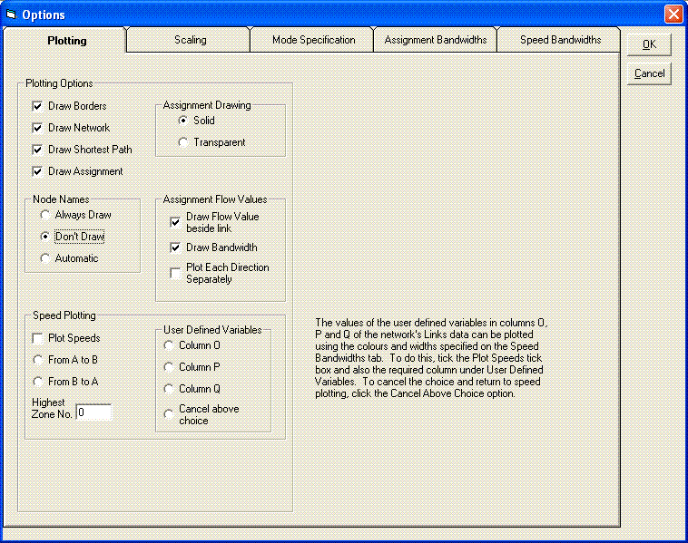 Display options form - Plotting tab