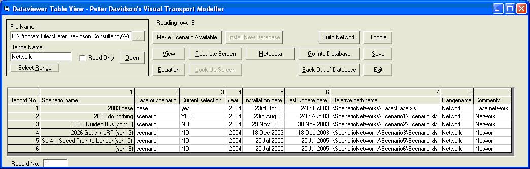 NetworkList.xls viewied in the Dataviewer