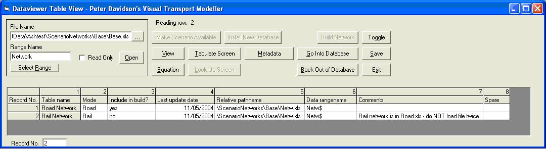 Base.xls viewied in the Dataviewer
