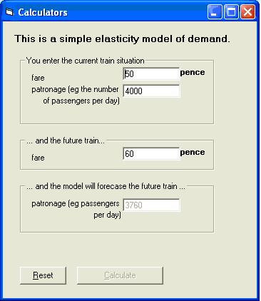 The Elasticity Model of Demand Calculator